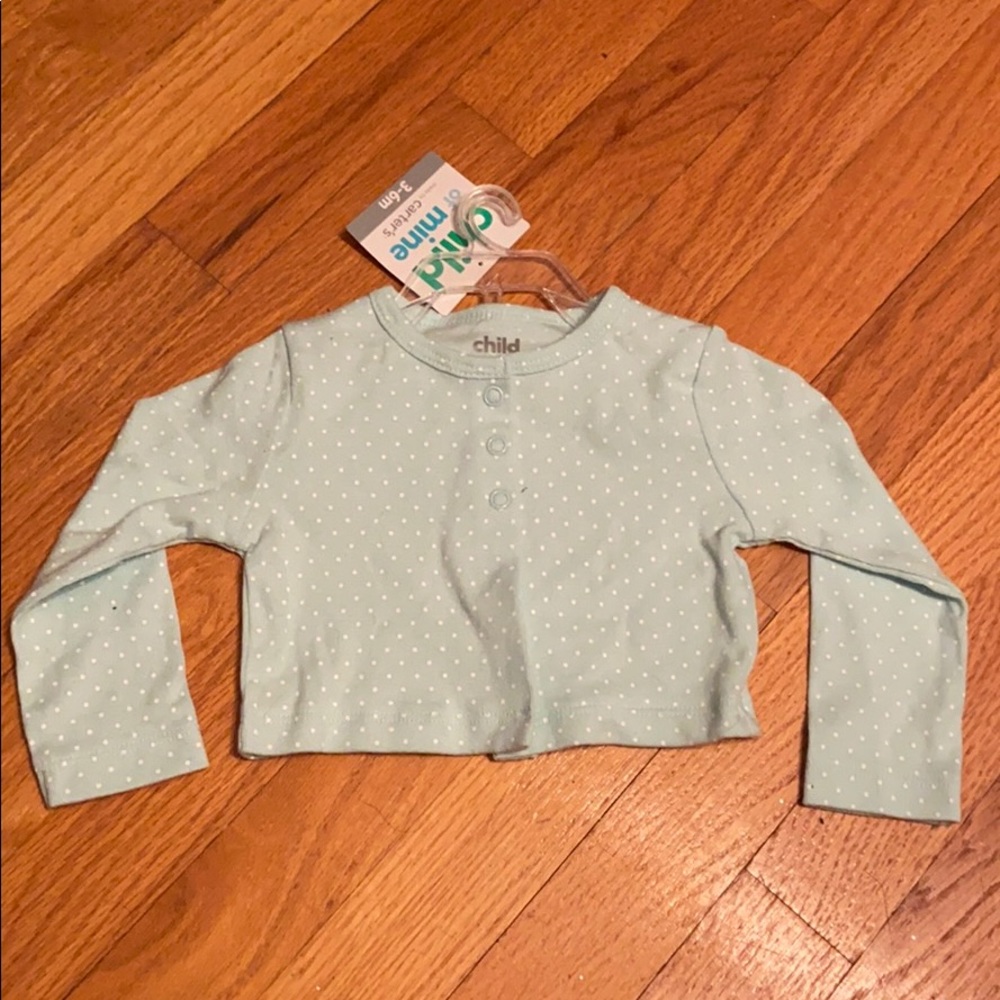 Child of Mine Mint Green/white dot cardigan